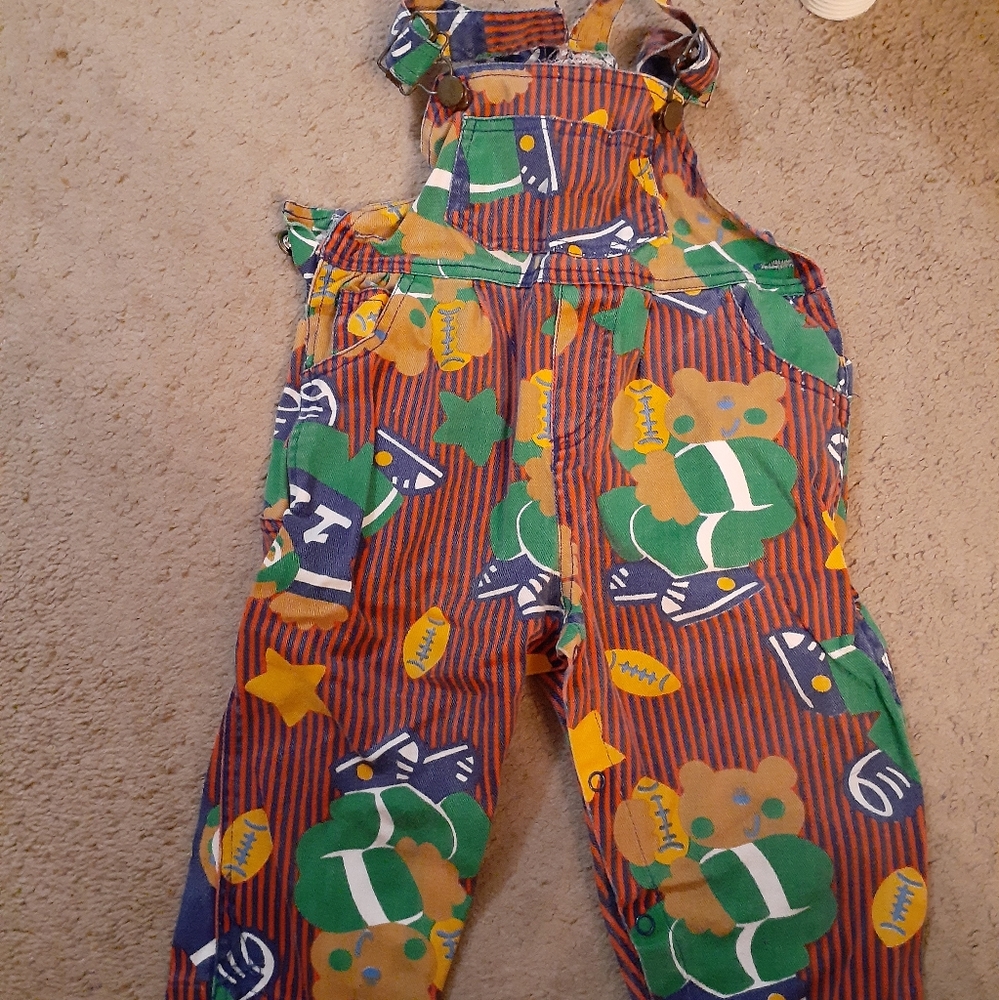 Vintage football bear overalls